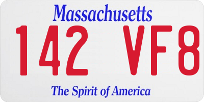 MA license plate 142VF8