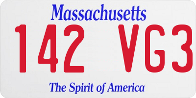 MA license plate 142VG3