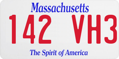 MA license plate 142VH3