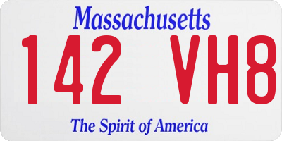 MA license plate 142VH8