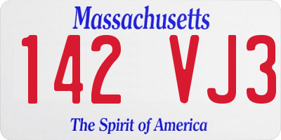 MA license plate 142VJ3