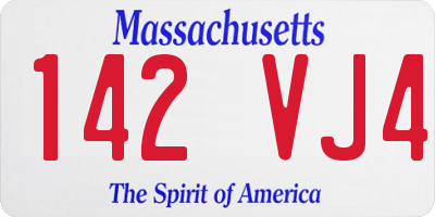 MA license plate 142VJ4