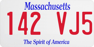 MA license plate 142VJ5