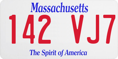 MA license plate 142VJ7