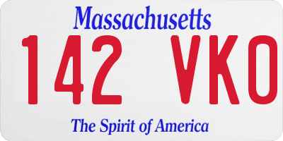 MA license plate 142VK0