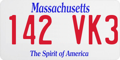 MA license plate 142VK3