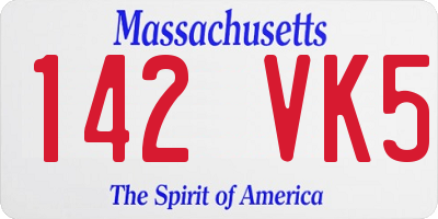 MA license plate 142VK5