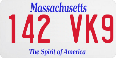 MA license plate 142VK9