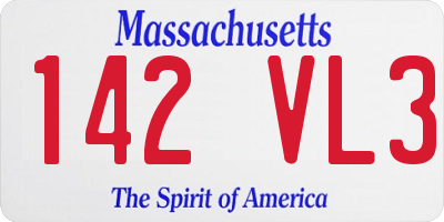 MA license plate 142VL3