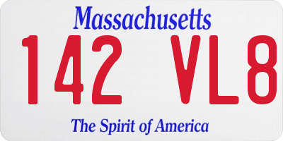MA license plate 142VL8