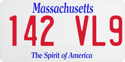 MA license plate 142VL9