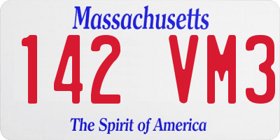 MA license plate 142VM3