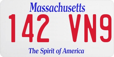 MA license plate 142VN9