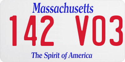 MA license plate 142VO3