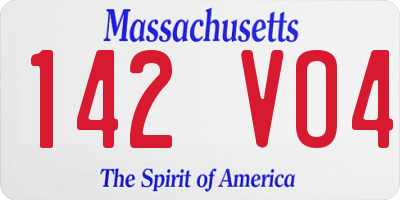 MA license plate 142VO4