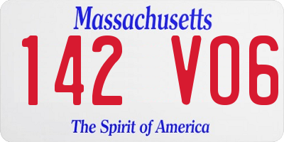 MA license plate 142VO6