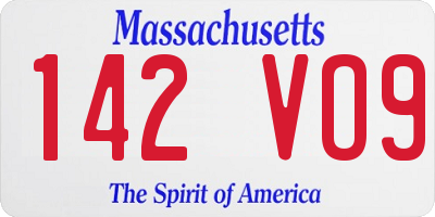 MA license plate 142VO9