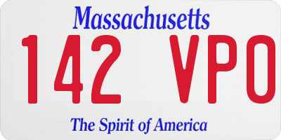 MA license plate 142VP0