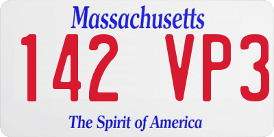 MA license plate 142VP3
