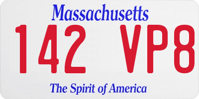 MA license plate 142VP8