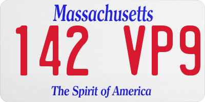 MA license plate 142VP9
