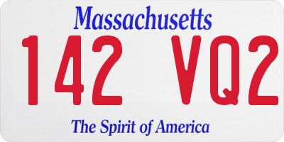 MA license plate 142VQ2