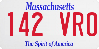 MA license plate 142VR0