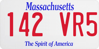 MA license plate 142VR5