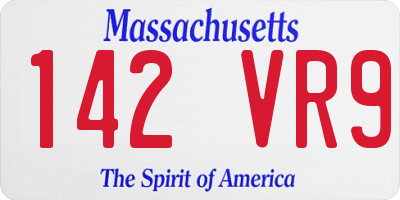 MA license plate 142VR9