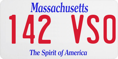 MA license plate 142VS0