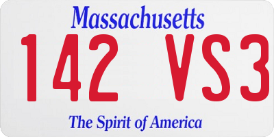 MA license plate 142VS3