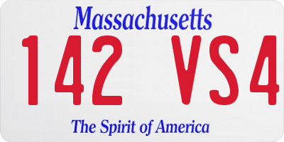 MA license plate 142VS4