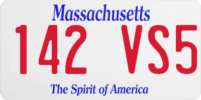 MA license plate 142VS5