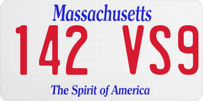 MA license plate 142VS9