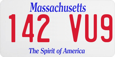 MA license plate 142VU9