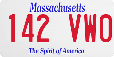 MA license plate 142VW0