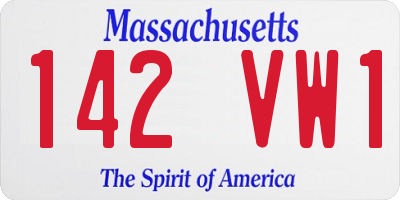 MA license plate 142VW1