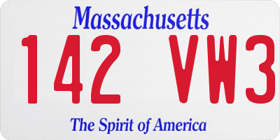 MA license plate 142VW3