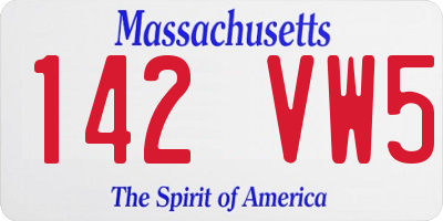 MA license plate 142VW5