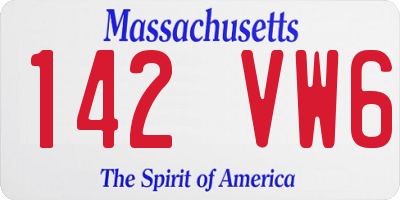 MA license plate 142VW6