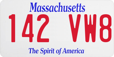 MA license plate 142VW8