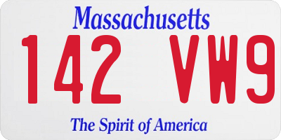 MA license plate 142VW9