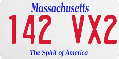 MA license plate 142VX2