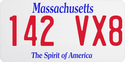 MA license plate 142VX8