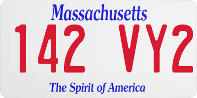 MA license plate 142VY2