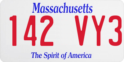 MA license plate 142VY3