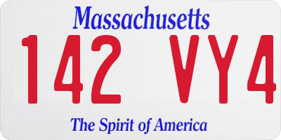 MA license plate 142VY4