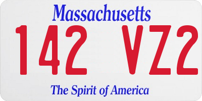 MA license plate 142VZ2