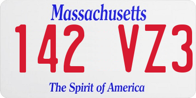 MA license plate 142VZ3