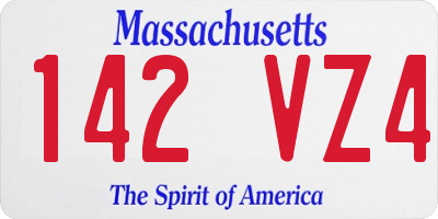 MA license plate 142VZ4